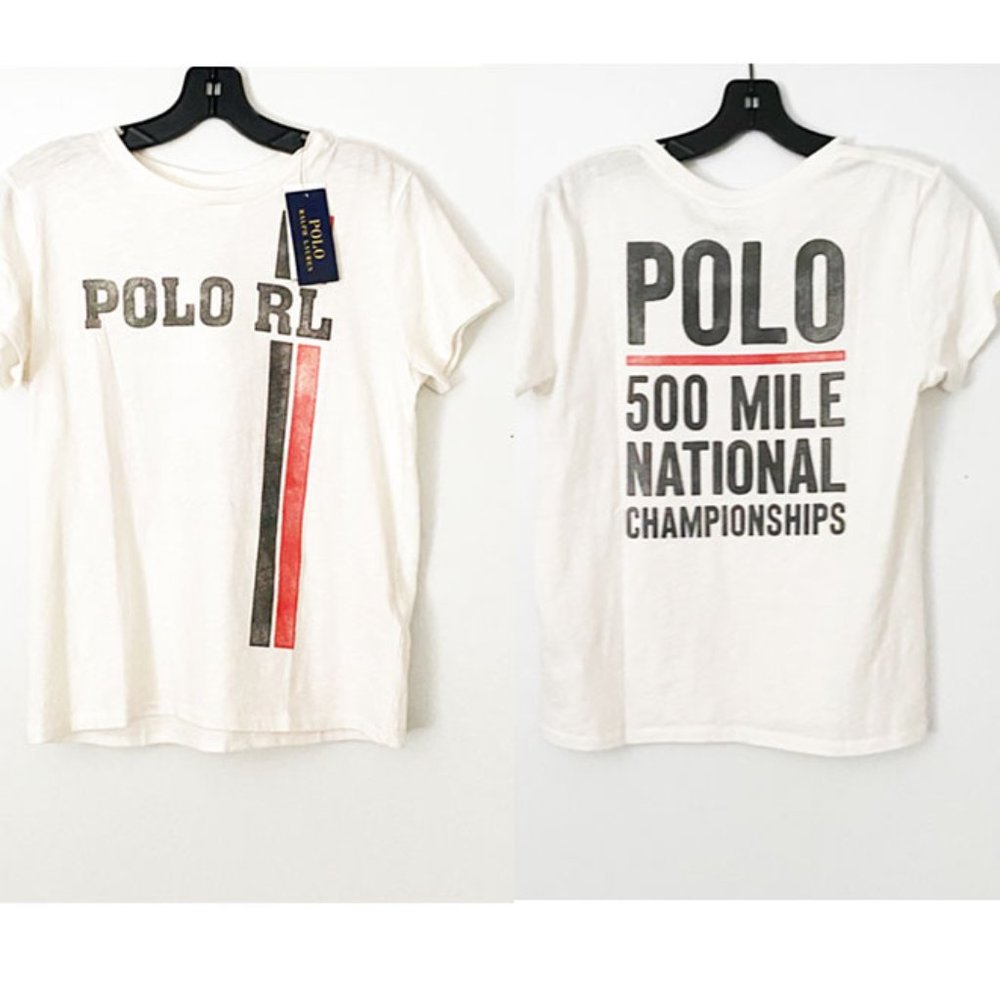 Polo Ralph Lauren Cream Dual Side Logo Graphic T Shirt